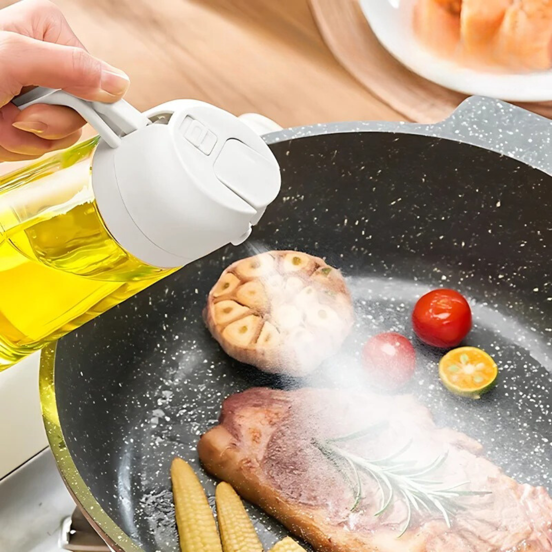 2-in-1 Oil Spray Bottle | Refillable Mister for Cooking & Salads