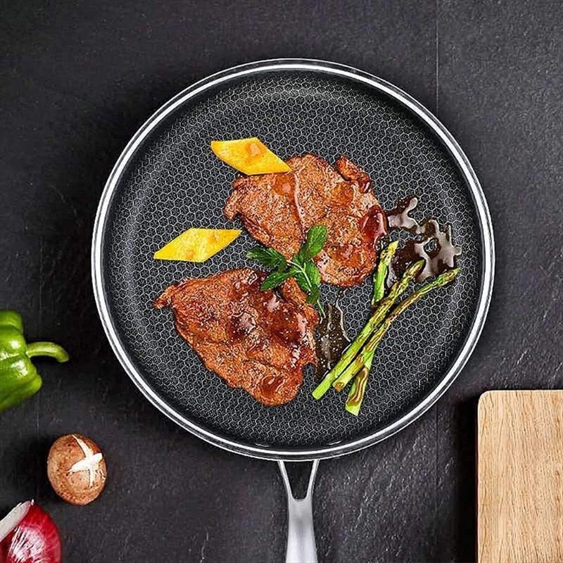 Non-Stick Stainless Steel Frying Pan | Effortless Cooking Pan for All Stoves