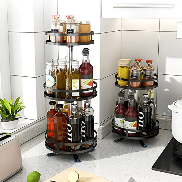 3-Tier Swivel Metal Organizer | Rotating Storage Rack for Kitchen & Desk