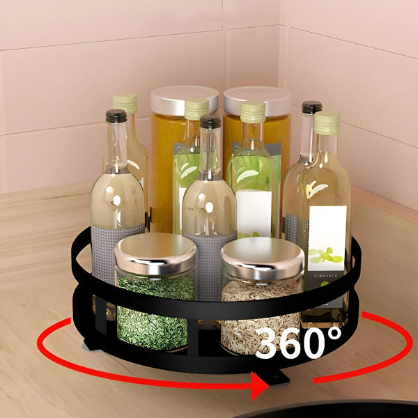 3-Tier Swivel Metal Organizer | Rotating Storage Rack for Kitchen & Desk