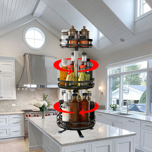 3-Tier Swivel Metal Organizer | Rotating Storage Rack for Kitchen & Desk