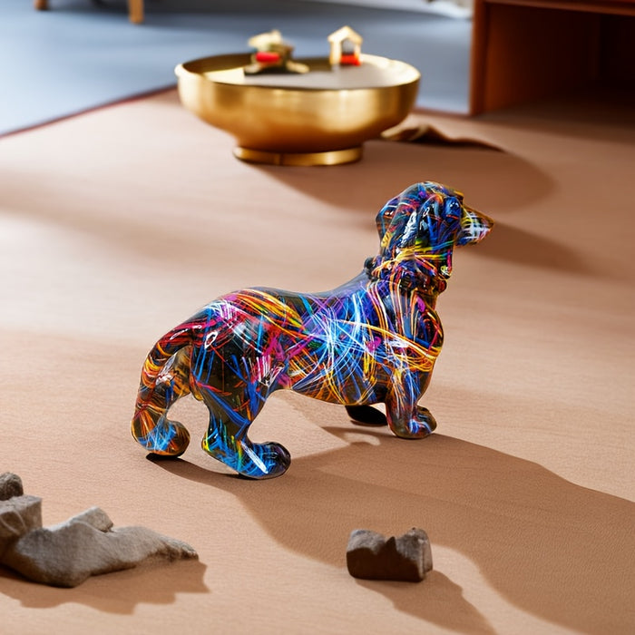 Colorful Dachshund Statue | Decorative Dog Figurine for Home Decor