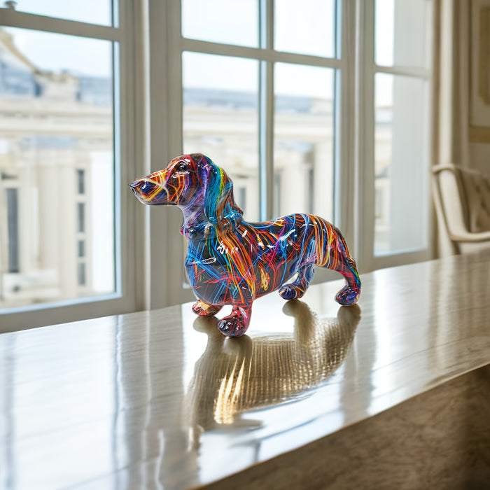 Colorful Dachshund Statue | Decorative Dog Figurine for Home Decor