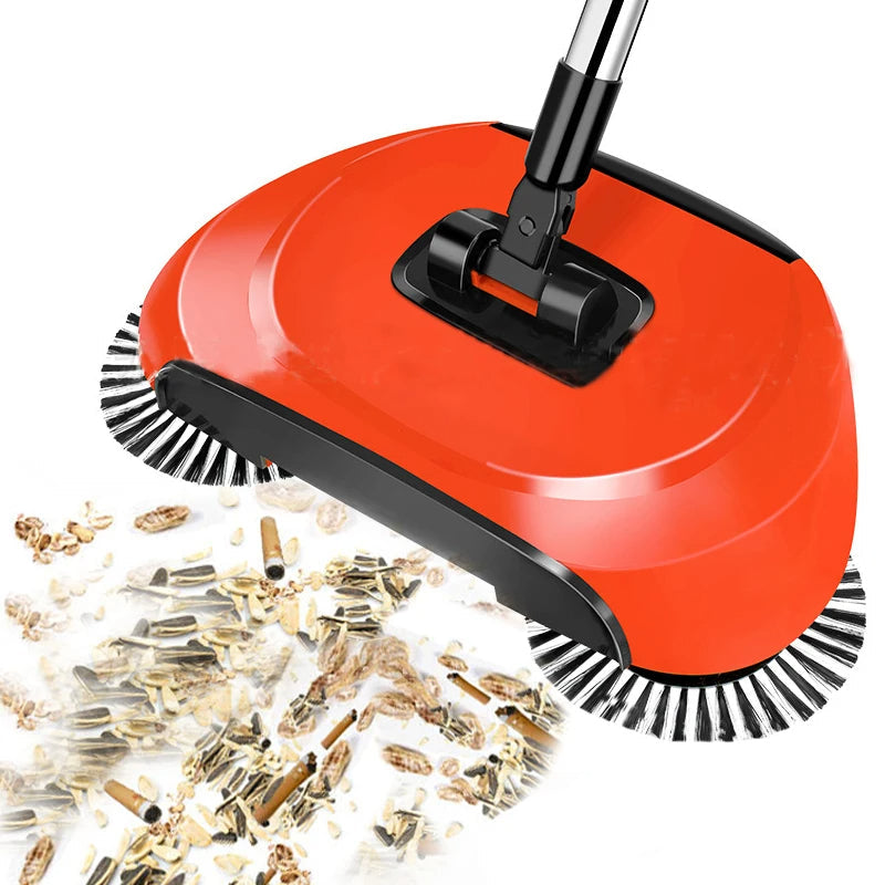 2-in-1 Rotating Broom | Manual Sweeper with Spinning Brush Head