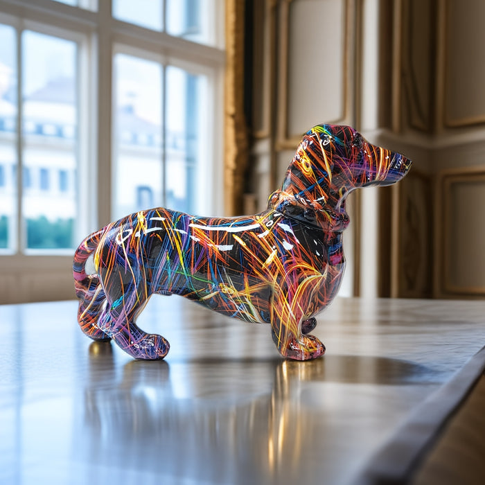 Colorful Dachshund Statue | Decorative Dog Figurine for Home Decor