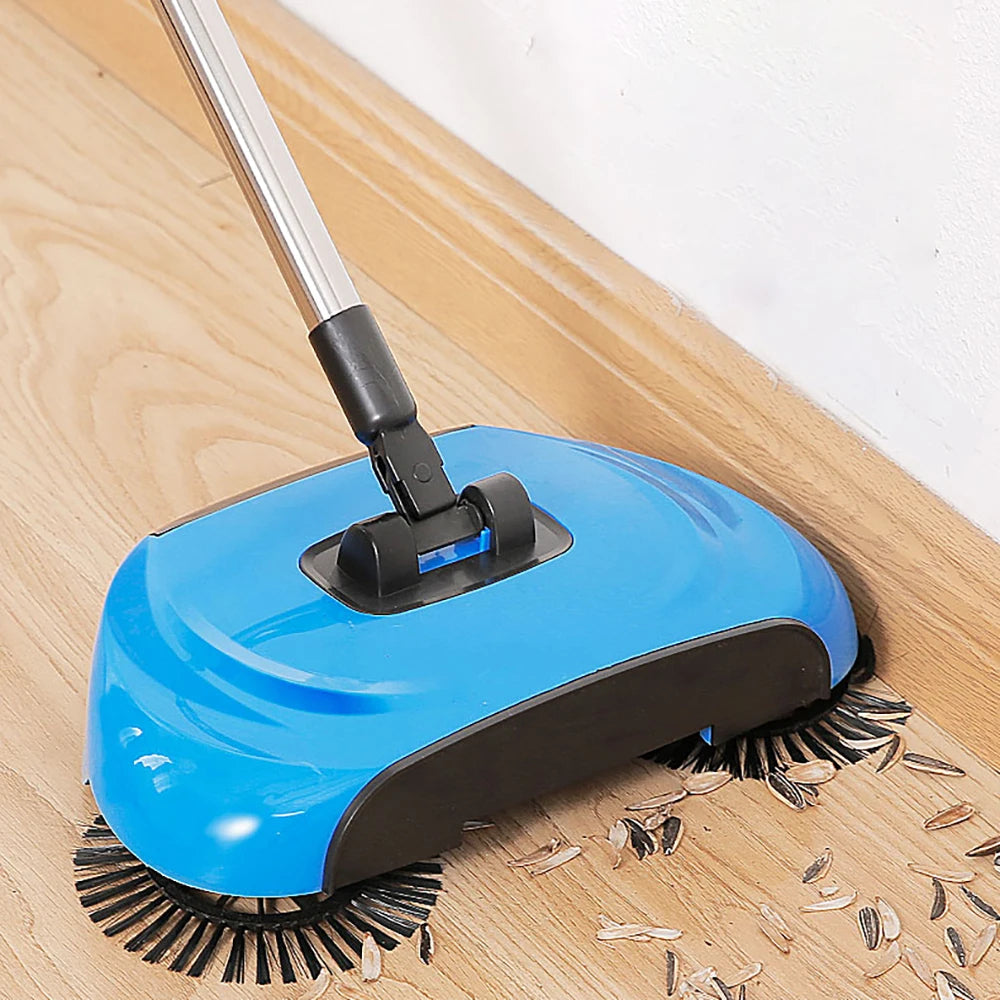 2-in-1 Rotating Broom | Manual Sweeper with Spinning Brush Head