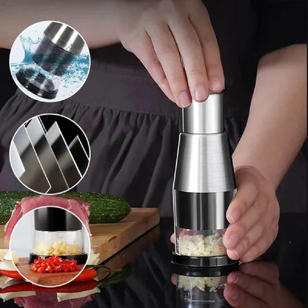 Stainless Steel Food Chopper | Manual Vegetable & Herb Chopping Aid