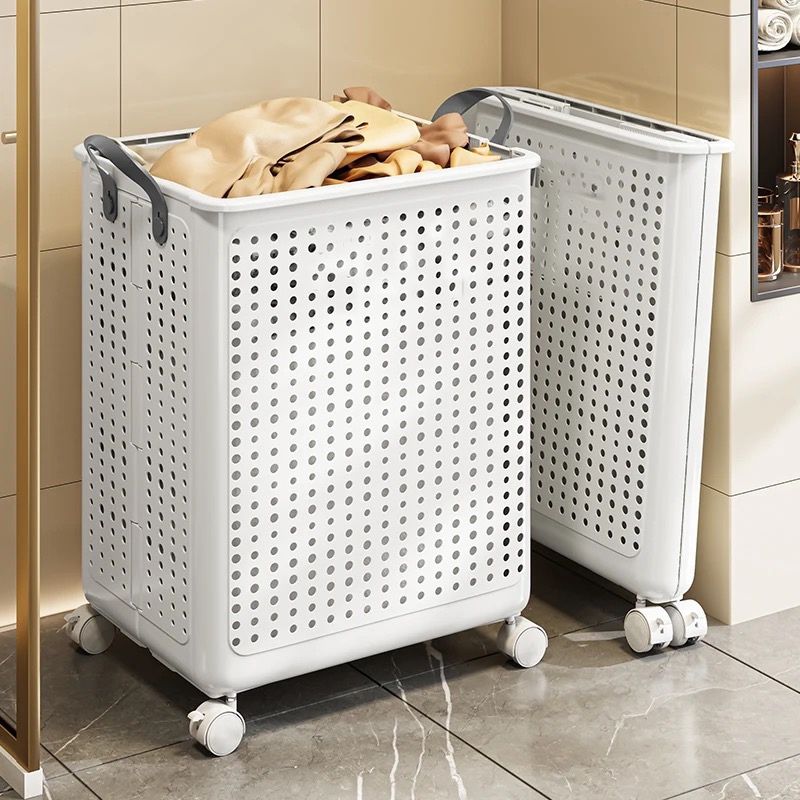 Laundry Basket with Wheels | Rolling Hamper with Removable Bag