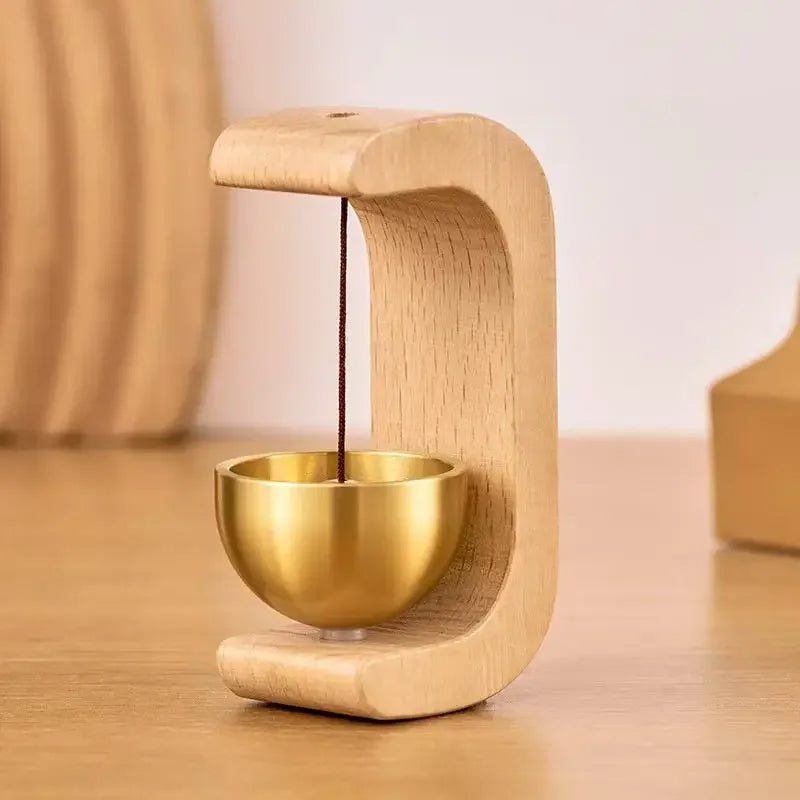 Wireless Door Chime | Brass Bell & Wooden Frame Entry Bell