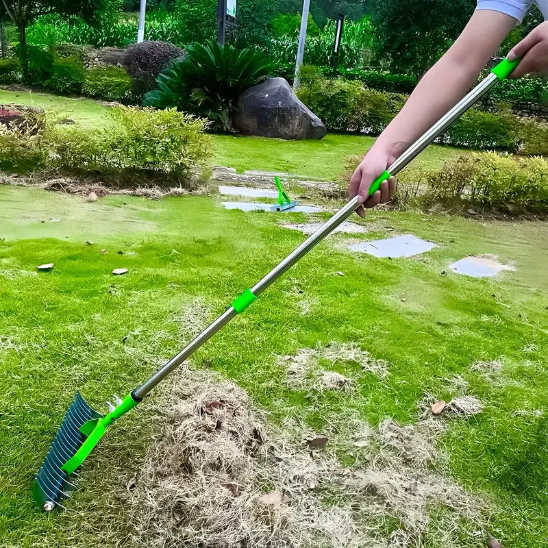 Long Reach Thatch Rake | Lawn Dethatching Tool for Dead Grass