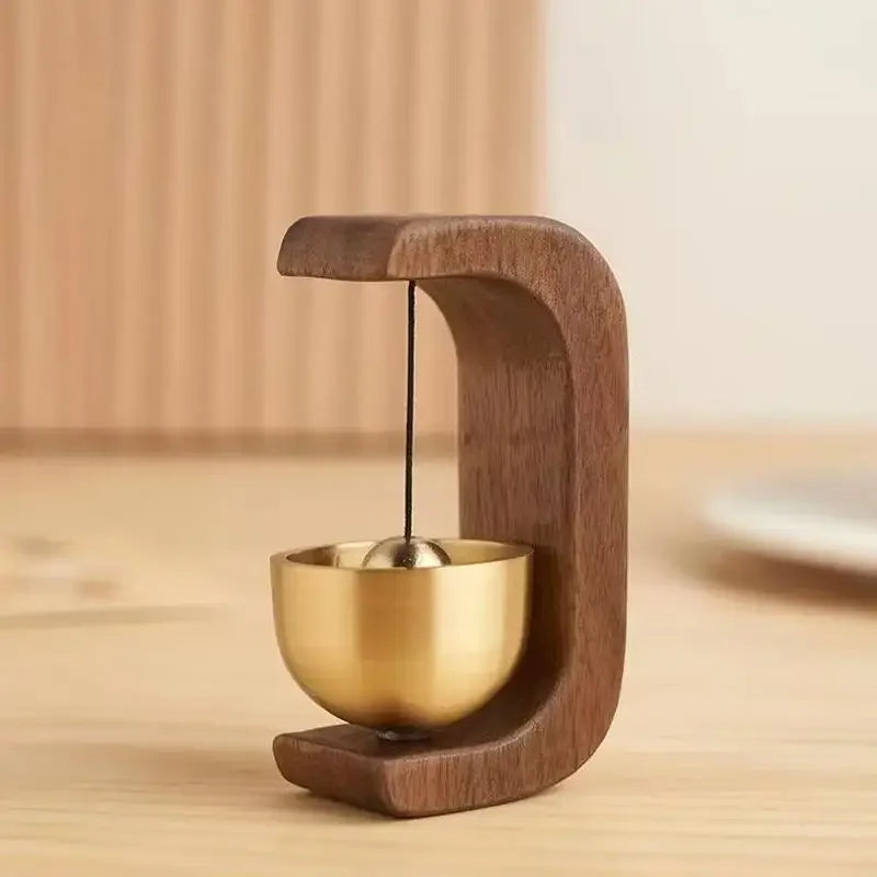 Wireless Door Chime | Brass Bell & Wooden Frame Entry Bell