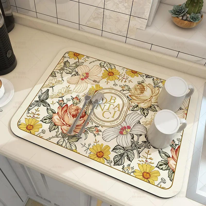 Super Absorbent Dish Drying Mat | Microfiber Countertop Drying Pad