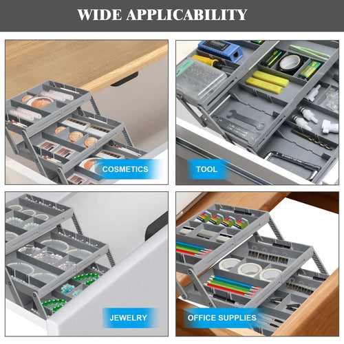 3-Tier Drawer Organizer | Stackable Storage Bins for Desk & Kitchen