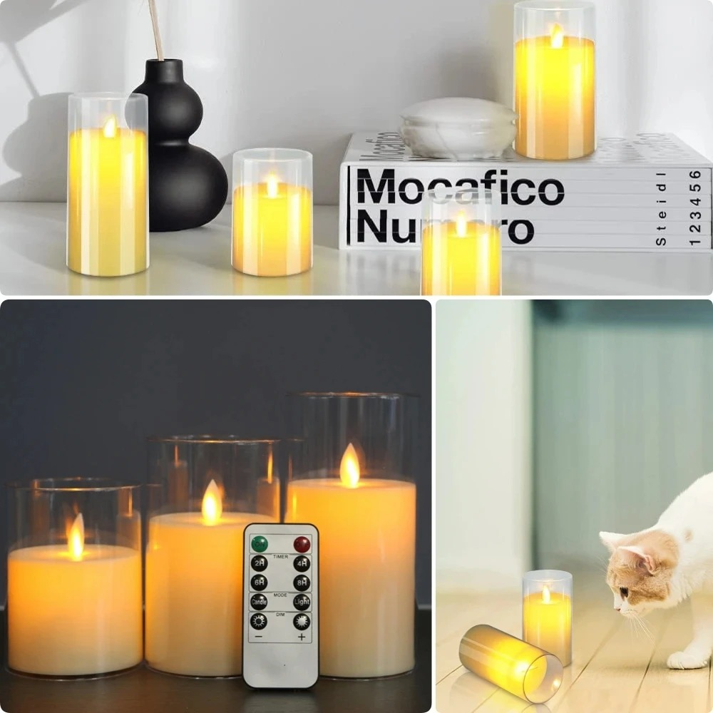 Flameless Candles with Remote | Realistic LED Flickering Candle Set