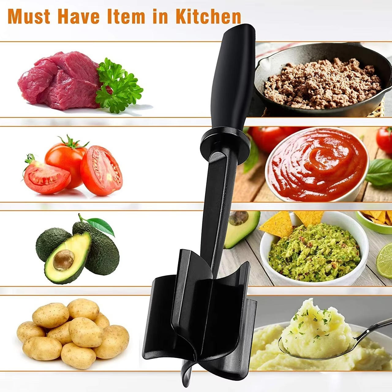 Heat-Resistant Meat Chopper | Ground Beef Masher & Cooking Tool
