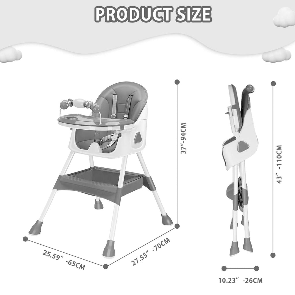 Foldable Baby High Chair | Portable Toddler Feeding Chair with Tray