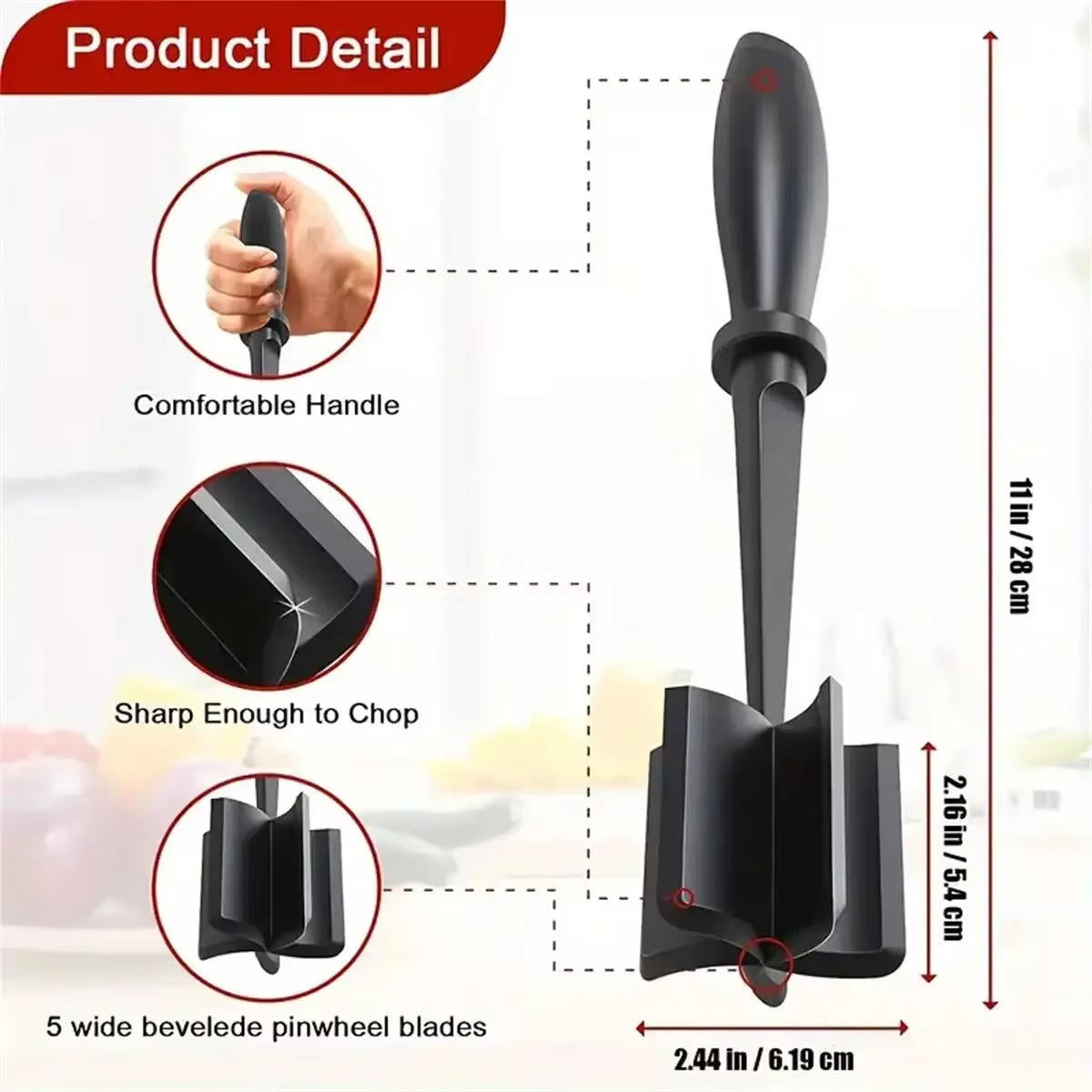 Heat-Resistant Meat Chopper | Ground Beef Masher & Cooking Tool
