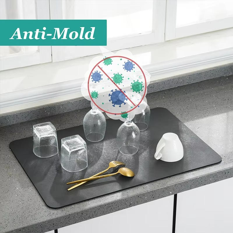Super Absorbent Dish Drying Mat | Microfiber Countertop Drying Pad