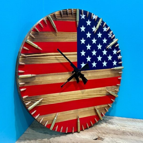 American Flag Bullet Clock | Handmade Patriotic Wall Clock