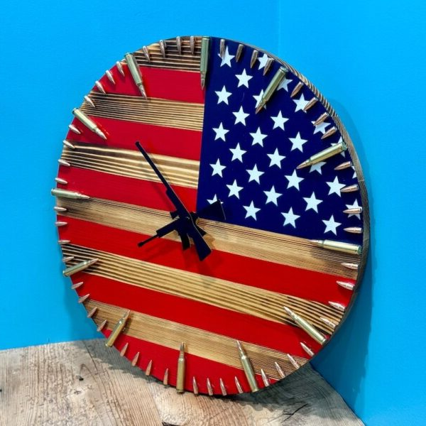 American Flag Bullet Clock | Handmade Patriotic Wall Clock