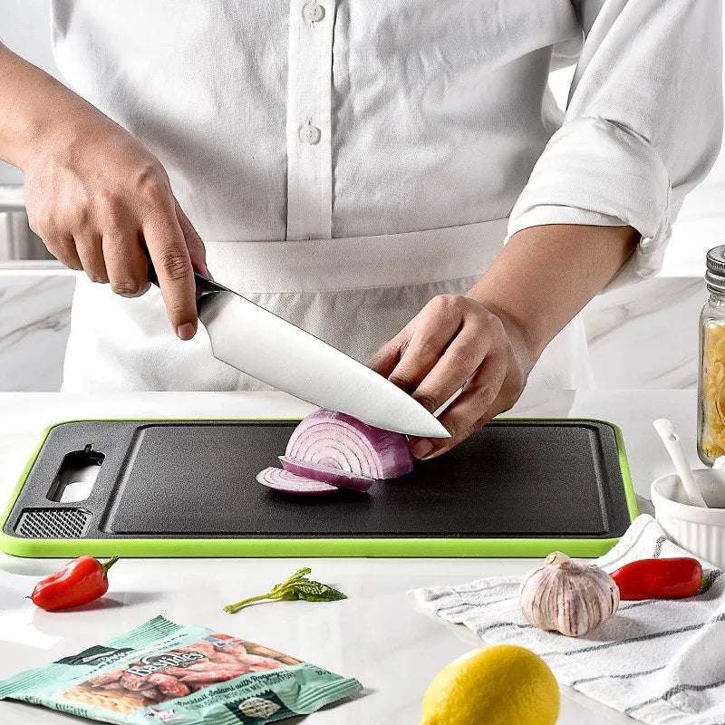 4-in-1 Cutting Board | Thawing Tray, Knife Sharpener & Food Prep Board
