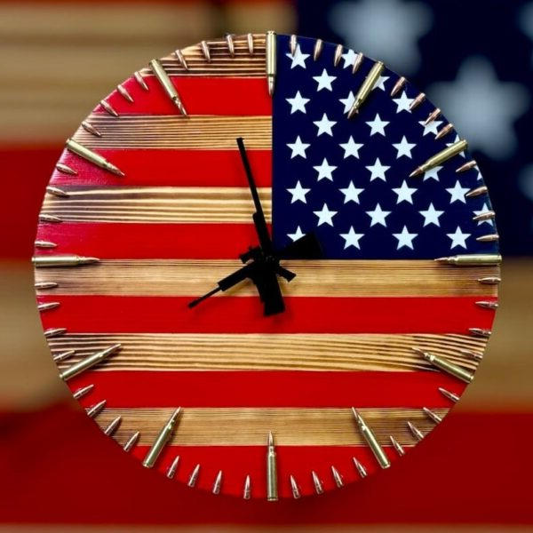 American Flag Bullet Clock | Handmade Patriotic Wall Clock