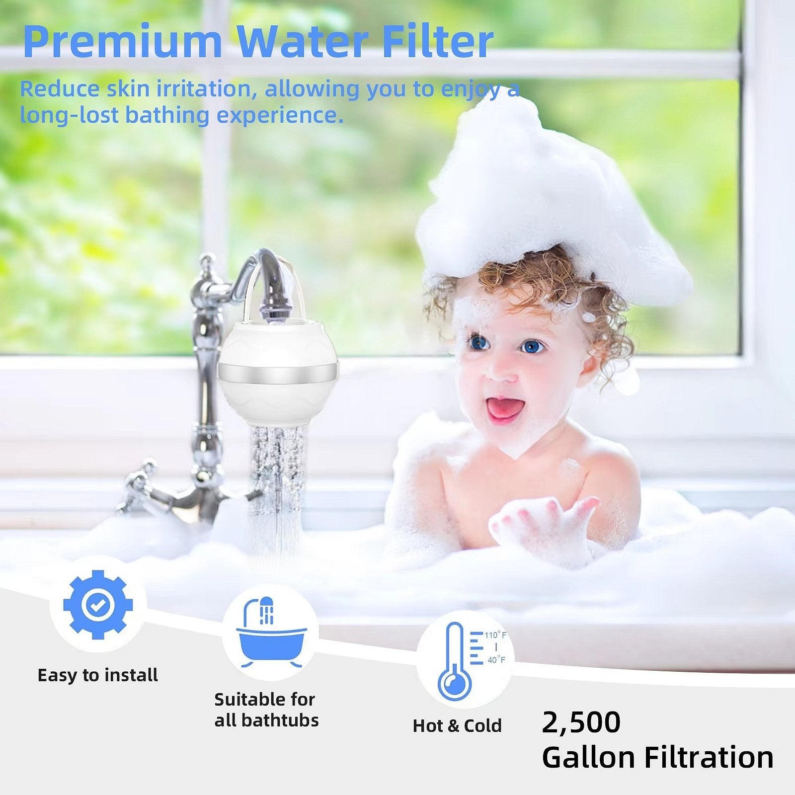Bath Water Filter for Tub | Chlorine & Contaminant Removal Filter