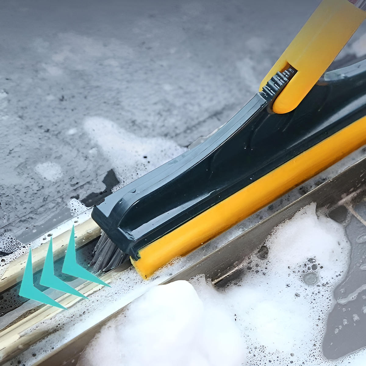 Floor Scrub Brush | Long Handle Stiff-Bristle Deck Scrubber