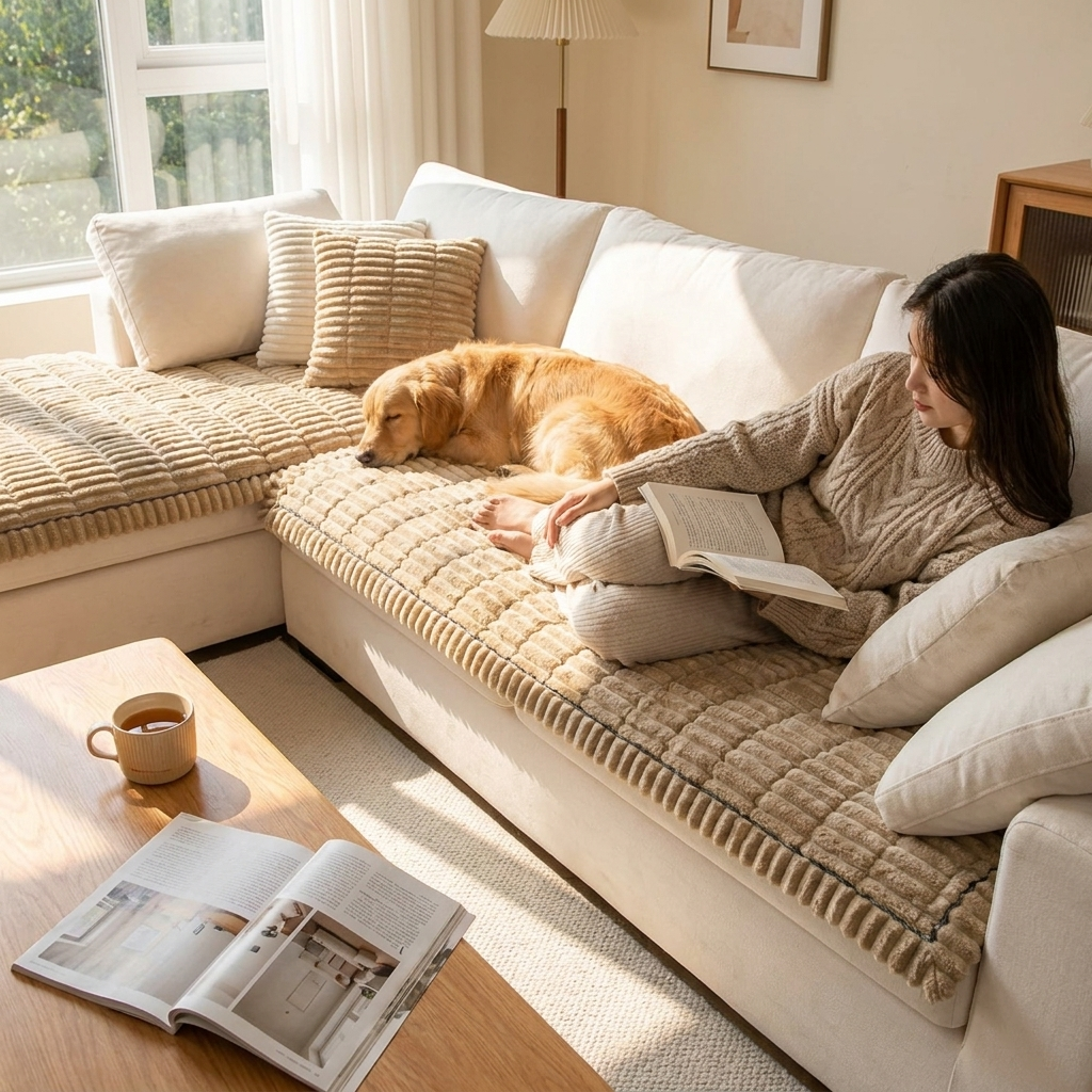 Ultra Plush Sofa Bedding Couch Slipcover lifestyle
