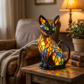 Stained Glass Cat Table Lamp lifestyle