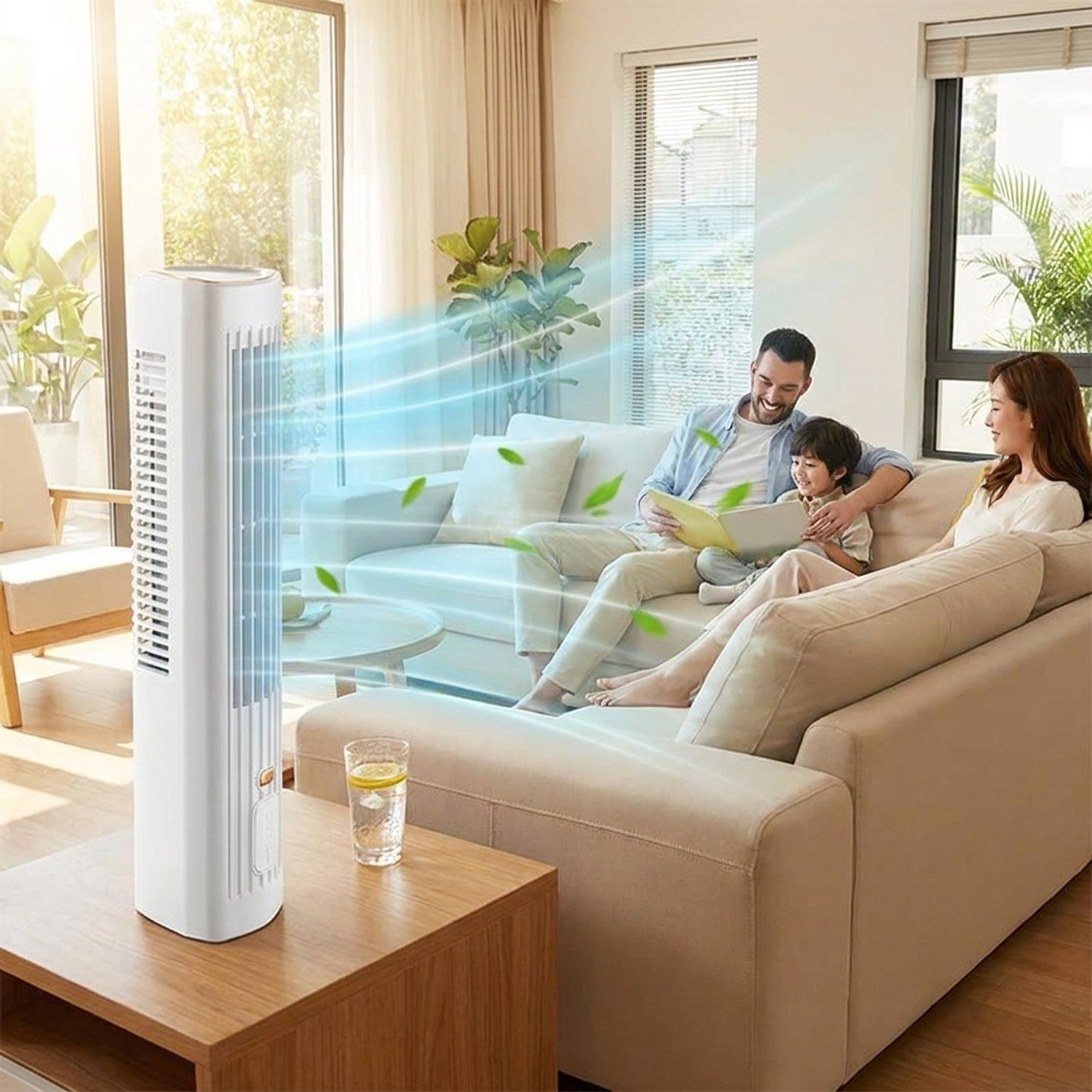 USB Rechargeable Portable Air Conditioner Tower Fan lifestyle