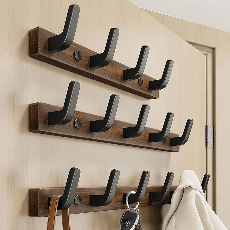 Wall-Mounted Coat Hook | Minimalist Wood & Metal Coat Hanger