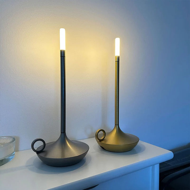 Vintage Cordless Candle Lamp | Rechargeable Aluminium Table Light
