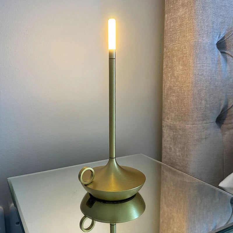 Vintage Cordless Candle Lamp | Rechargeable Aluminium Table Light