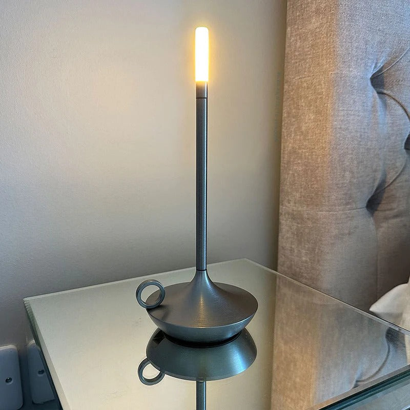 Vintage Cordless Candle Lamp | Rechargeable Aluminium Table Light