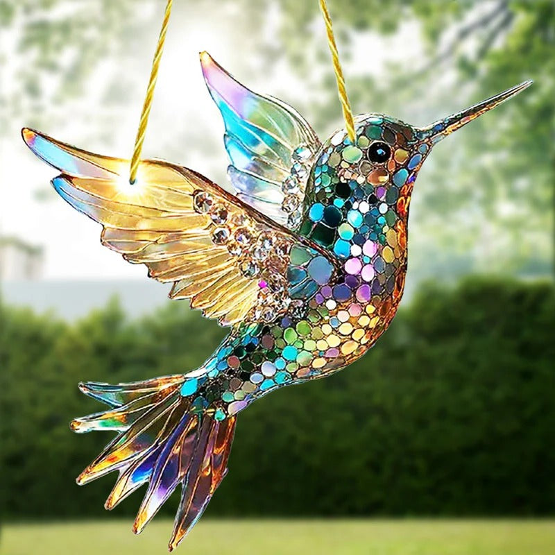 Hummingbird Suncatcher | Stained Glass Rainbow Window Ornament