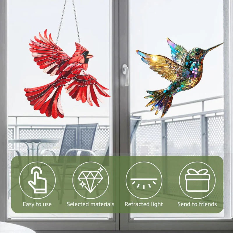 Hummingbird Suncatcher | Stained Glass Rainbow Window Ornament