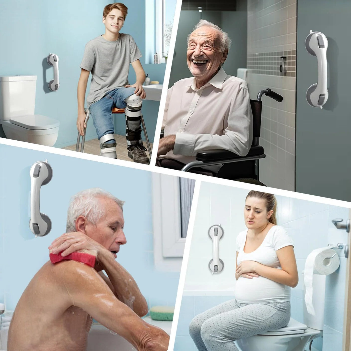 Suction Grab Bar | Non-Drill Safety Handle for Shower & Bathroom