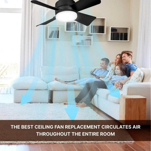 Ceiling-Mounted Fan | Modern Flush Mount Ceiling Fan with Light