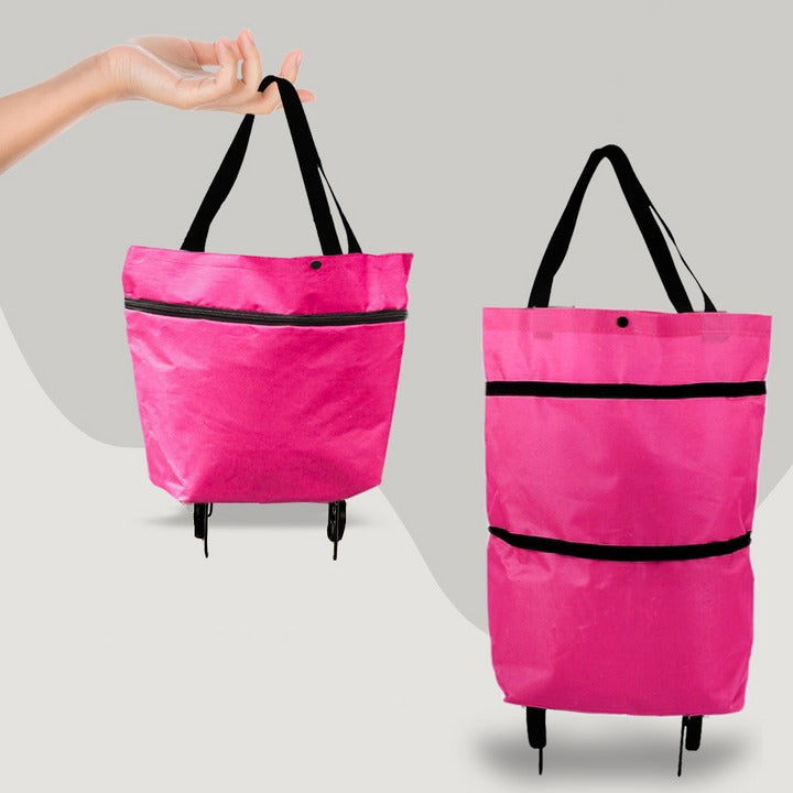 Foldable Shopping Bag with Wheels | 2-in-1 Rolling Grocery Cart