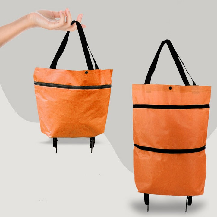 Foldable Shopping Bag with Wheels | 2-in-1 Rolling Grocery Cart