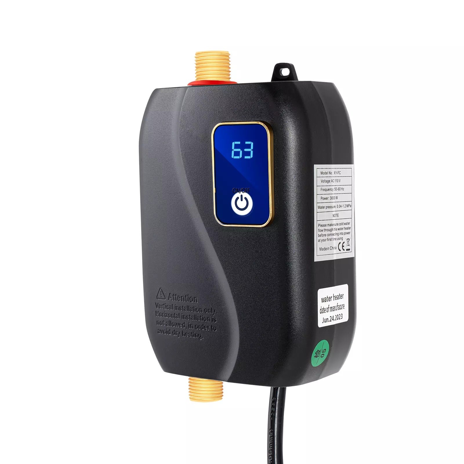 Tankless Water Heater | 3000W On-Demand Electric, LED Display