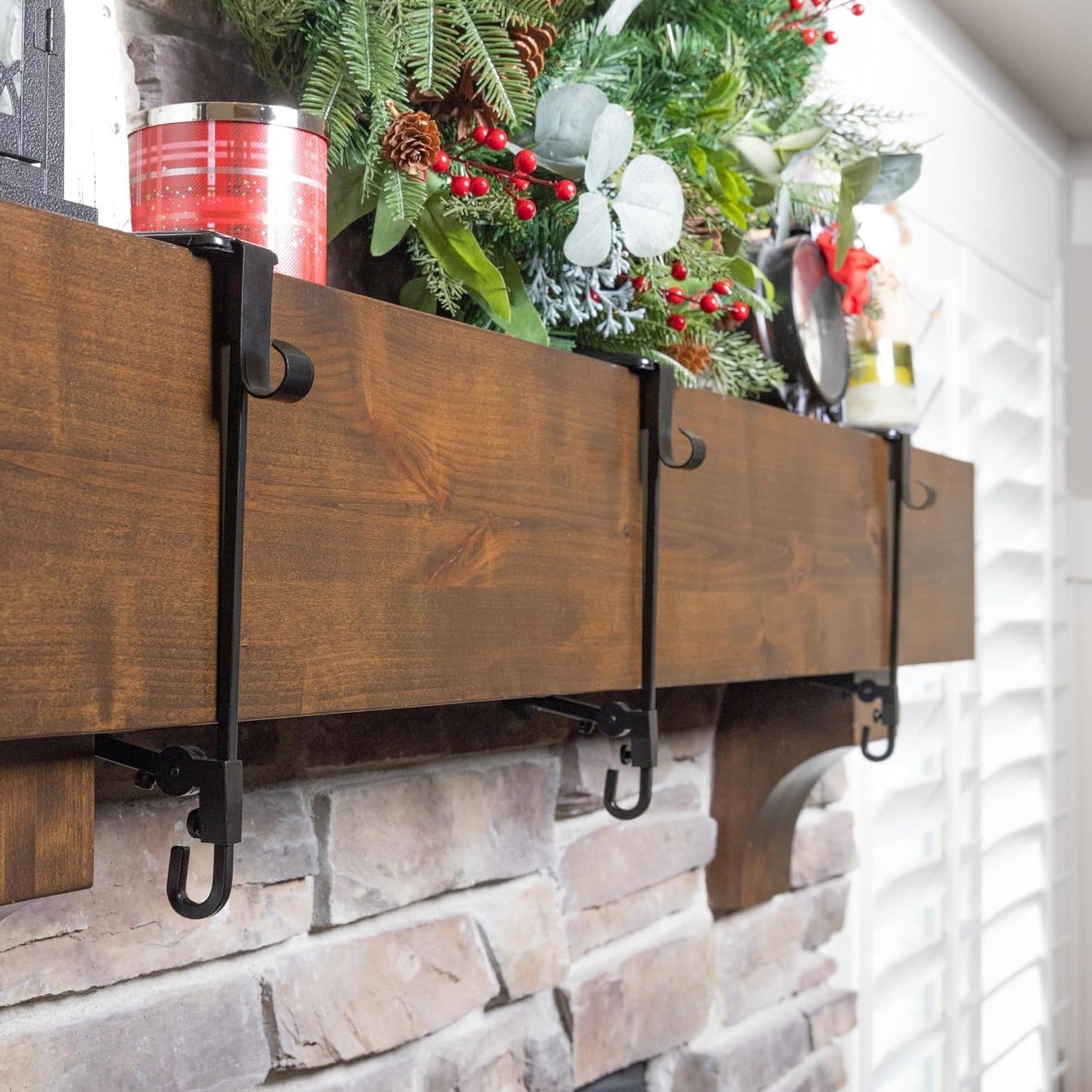 Fireplace Stocking Hanger Set | Adjustable Mantel Clip with Garland Hook