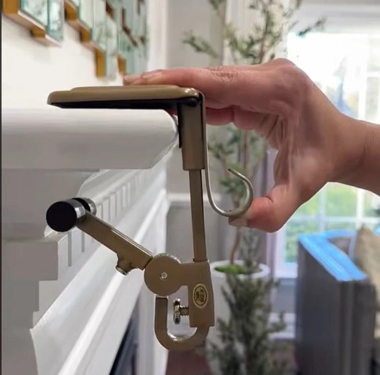 Fireplace Stocking Hanger Set | Adjustable Mantel Clip with Garland Hook