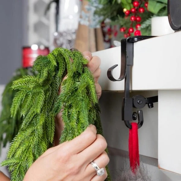 Fireplace Stocking Hanger Set | Adjustable Mantel Clip with Garland Hook