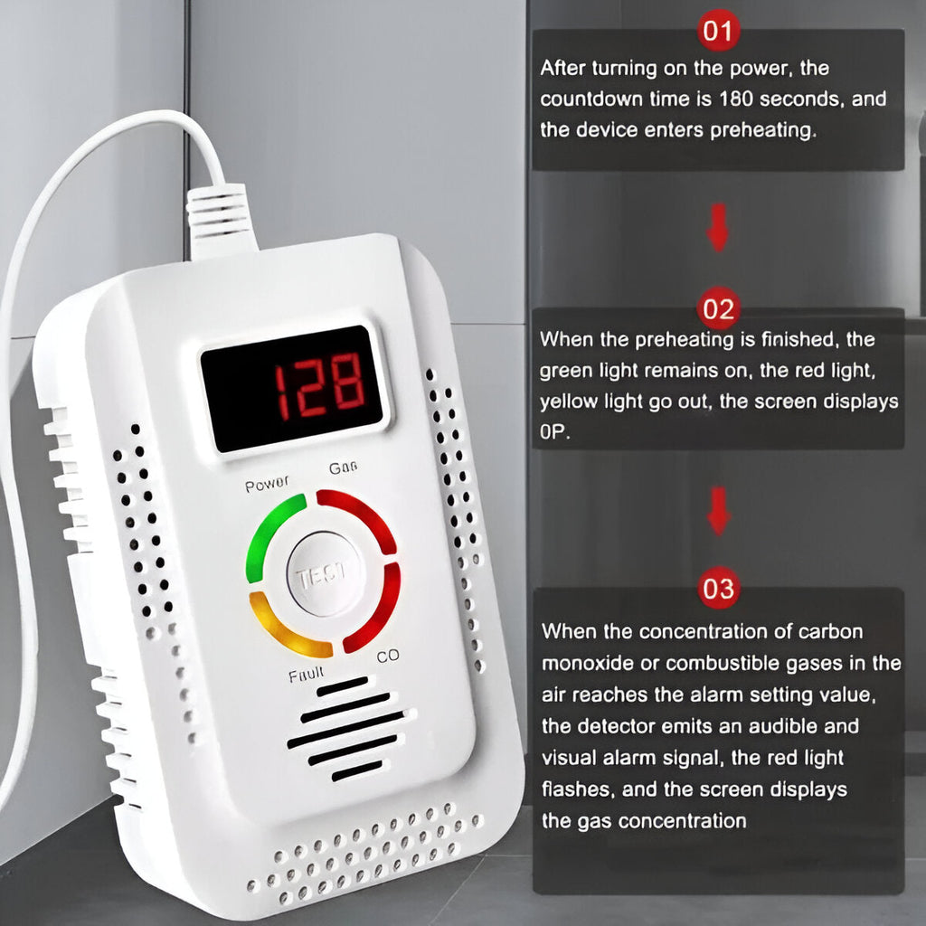 Gas & CO Detector | Plug-In Household Carbon Monoxide & Gas Alarm
