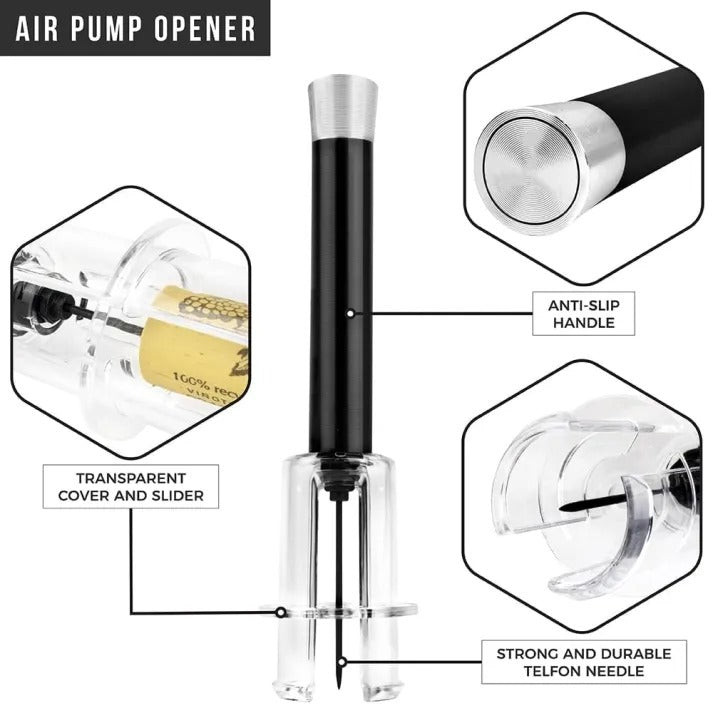 Air-Assist Wine Bottle Opener | Pump Cork Remover with Accessories