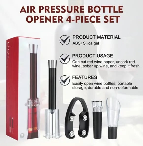 Air-Assist Wine Bottle Opener | Pump Cork Remover with Accessories