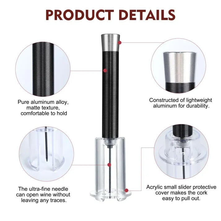 Air-Assist Wine Bottle Opener | Pump Cork Remover with Accessories