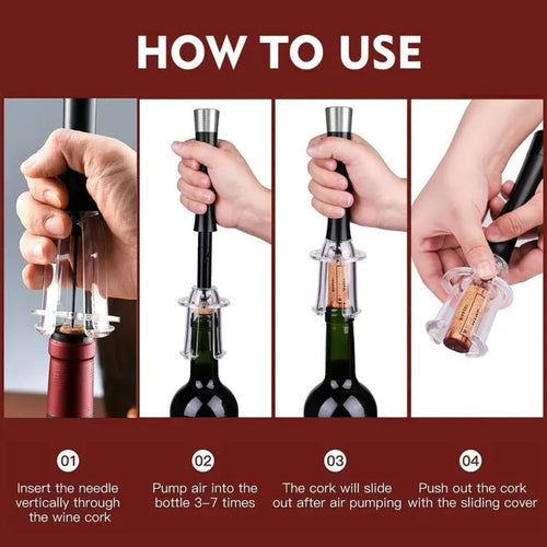 Air-Assist Wine Bottle Opener | Pump Cork Remover with Accessories